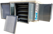 Vandenį garinantis bei didelio efektyvumo oro filtrus turintis pramoninis vėsintuvas didelėms patalpoms - ColdAir F-serija