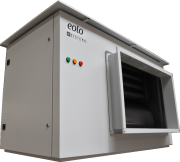 Dujinis šildytuvas skirtas montavimui lauke prie sienos arba ant stogo, su ašiniu ventiliatoriumi tiesioginiam išpūtimui patalpoje - EOLO AE MIX